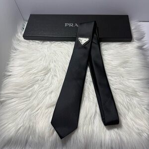 Prada Tie with Silver Logo